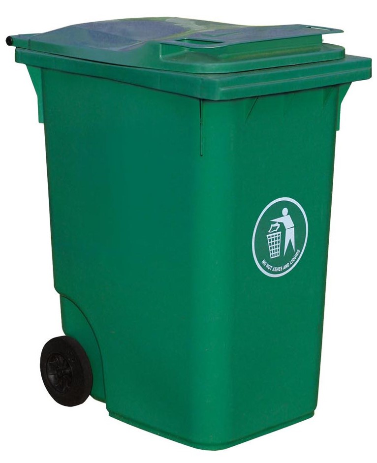 RS PRO 360L Green Flip Polyethylene Waste Bin
