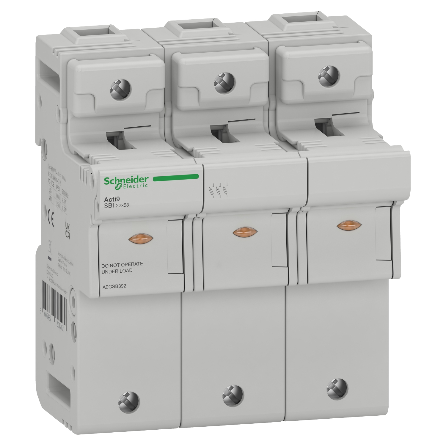 Schneider Electric Fuse Switch Disconnector, 3 Pole, 125A Max Current, 32 A, 40 A, 50 A, 63 A, 80 A, 100 A, 125 A Fuse