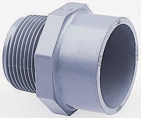 Georg Fischer Plastic Pipe Fitting, Straight Threaded Adapter, R 1in 1in