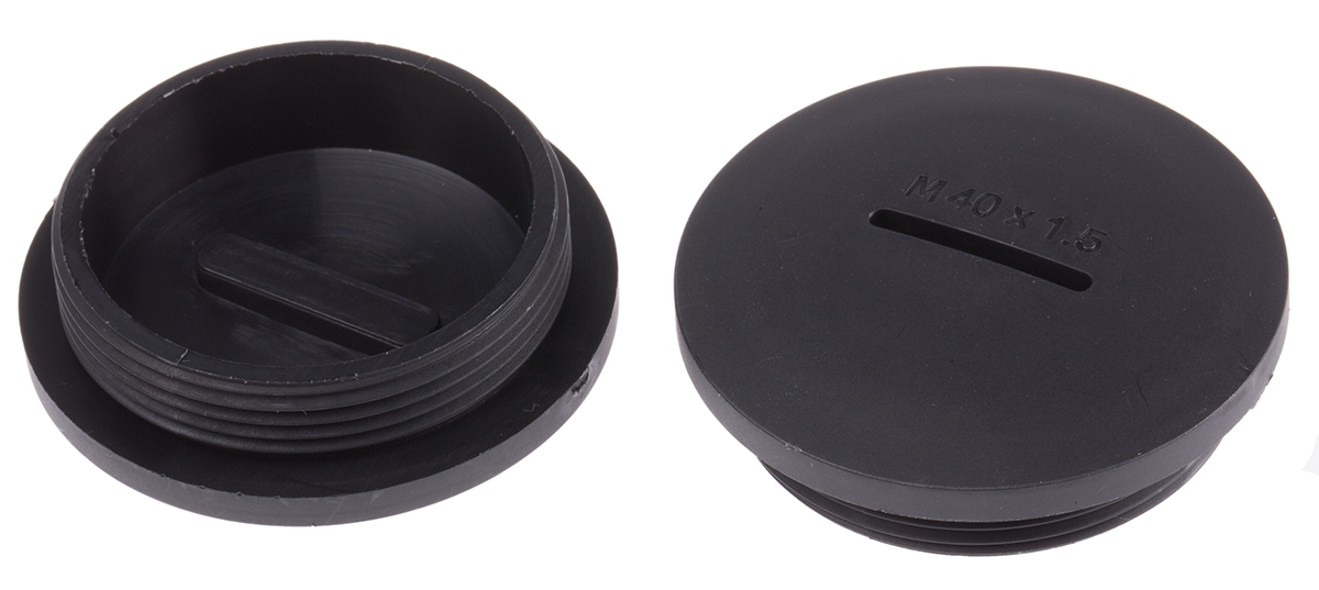 RS PRO Blanking Plug, M40, 39.9mm Hole Diameter, Nylon 66, 45.8mm Diameter, Threaded