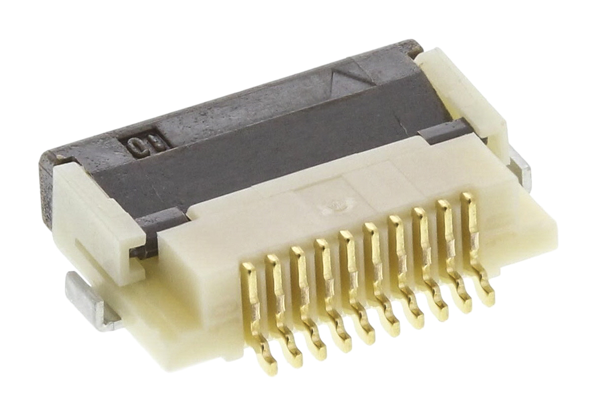 Hirose, FH12 0.5mm Pitch 10 Way Right Angle Female FPC Connector, ZIF Bottom Contact