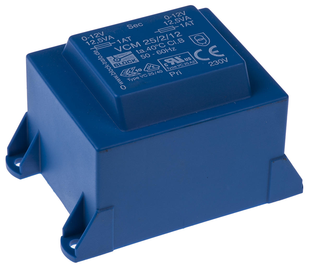 Block 12V ac 2 Output Through Hole PCB Transformer, 25VA
