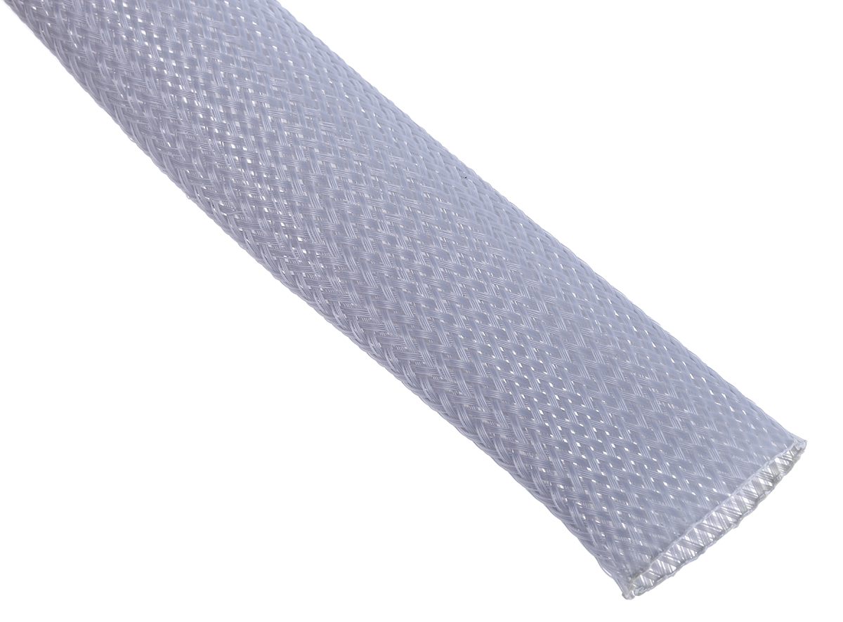 RS PRO Expandable Braided PET Grey Cable Sleeve, 40mm Diameter, 5m Length