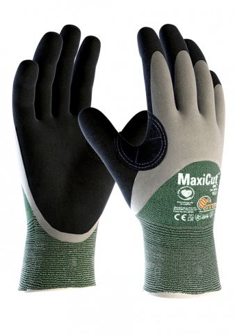 ATG Maxicut Black, Green Spandex Work Gloves, Size 9, NBR Coating