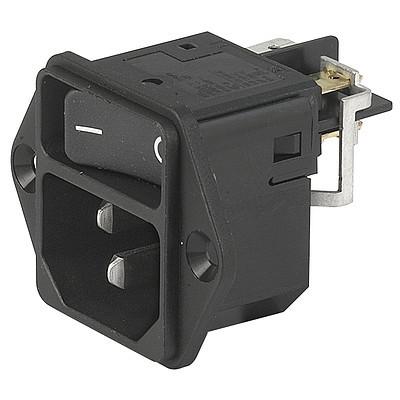 Schurter C14 Panel Mount, Screw Mount IEC Connector Male, 10A, 250 V ac, Fuse Size 27.60 x 31.60mm