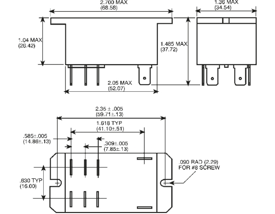 TE Connectivity PCB Mount Power Relay, 240V ac Coil, 30A Switching Current, DPST