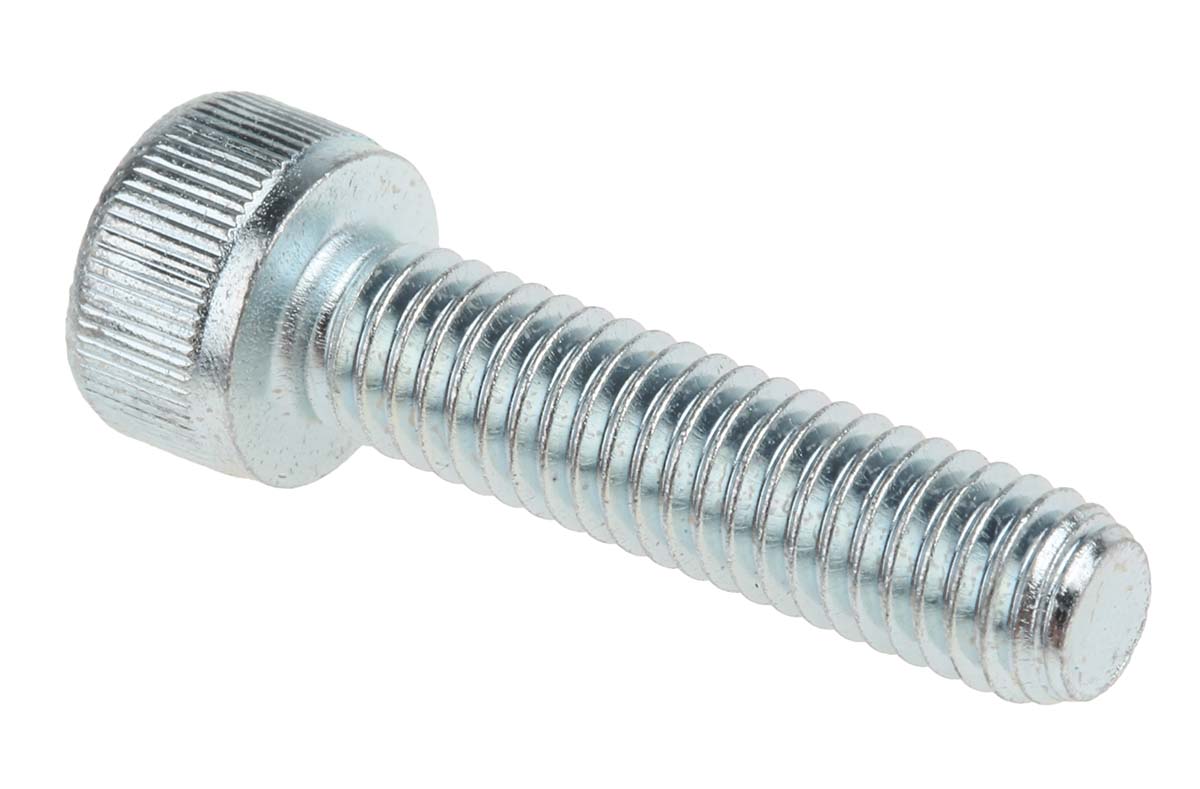 RS PRO Bright Zinc Plated Steel Hex Socket Cap Screw, DIN 912, M6 x 25mm