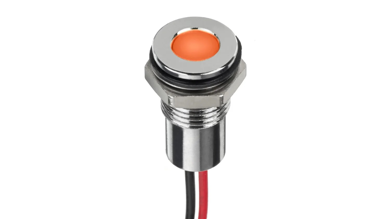 RS PRO Hyper Orange Panel Mount Indicator, 1,8 → 3,3V dc, 8mm Mounting Hole Size, Lead Wires Termination, IP67