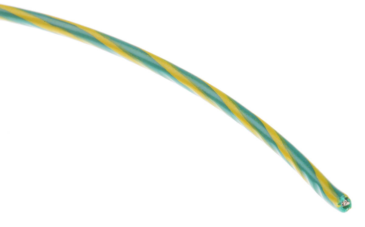 Alpha Wire Hook-up Wire PVC Series Green/Yellow 0.52 mm² Hook Up Wire, 20 AWG, 10/0.25 mm, 30m, PVC Insulation, 3053