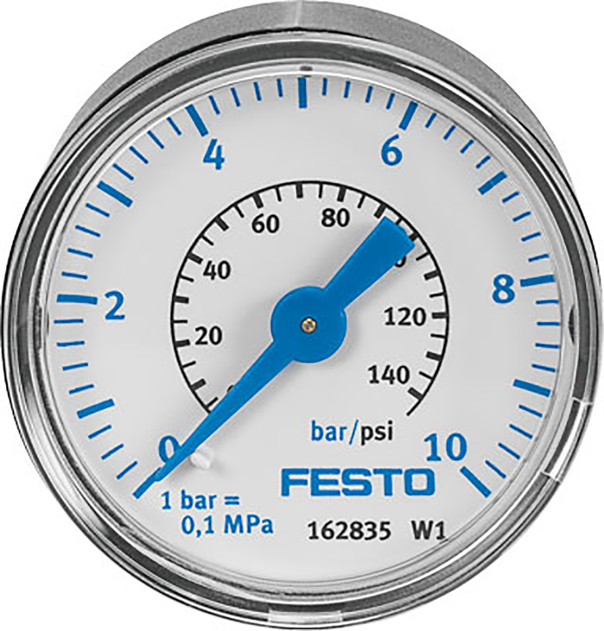 Festo Analogue Pressure Gauge 10bar Back Entry 40mm Outside Diameter
