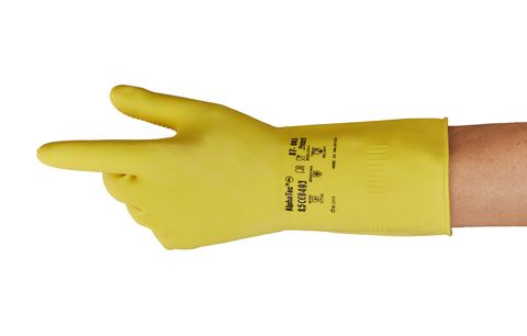 Ansell 87-063 Yellow Latex Work Gloves, Size 8.5, Latex Coating