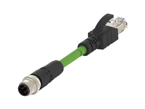 TE ConnectivityTCD1474, 1m Cat5e, Green M12 to Male RJ45 Male Shielded, Terminated PVC Sheath