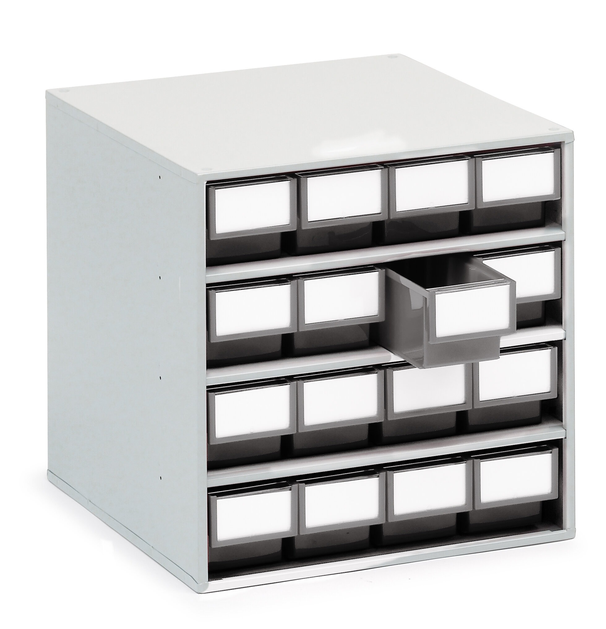 Treston 16 Drawer Storage Unit, Plastic, 395mm x 400mm x 400mm, Grey