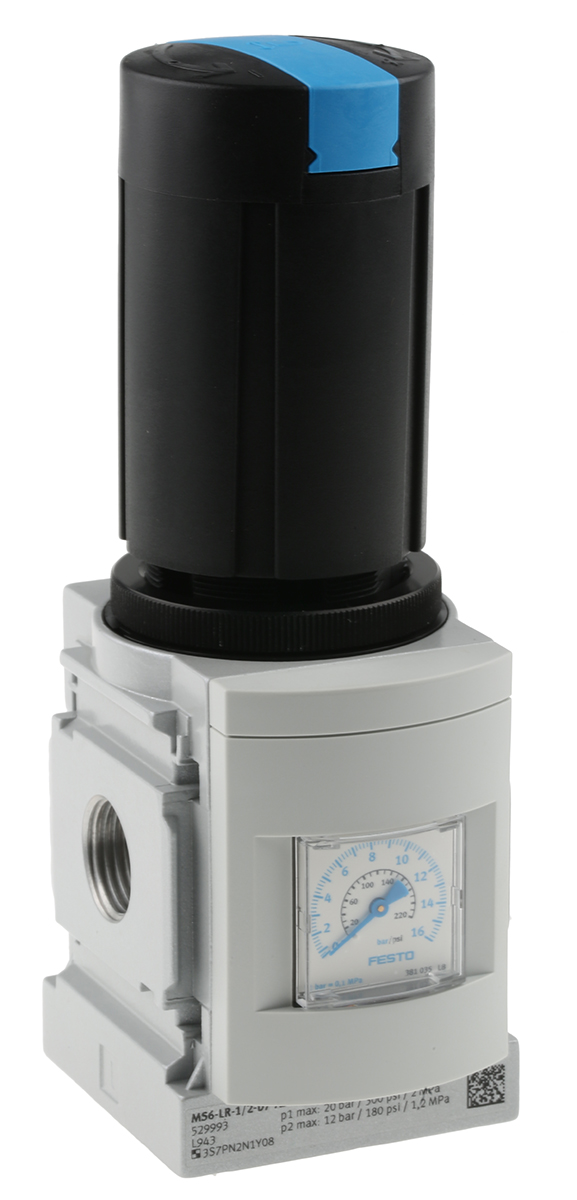Festo G 1/2 Pneumatic Regulator - 0.5bar to 12bar, 1/2in, 14bar max. input, 529993