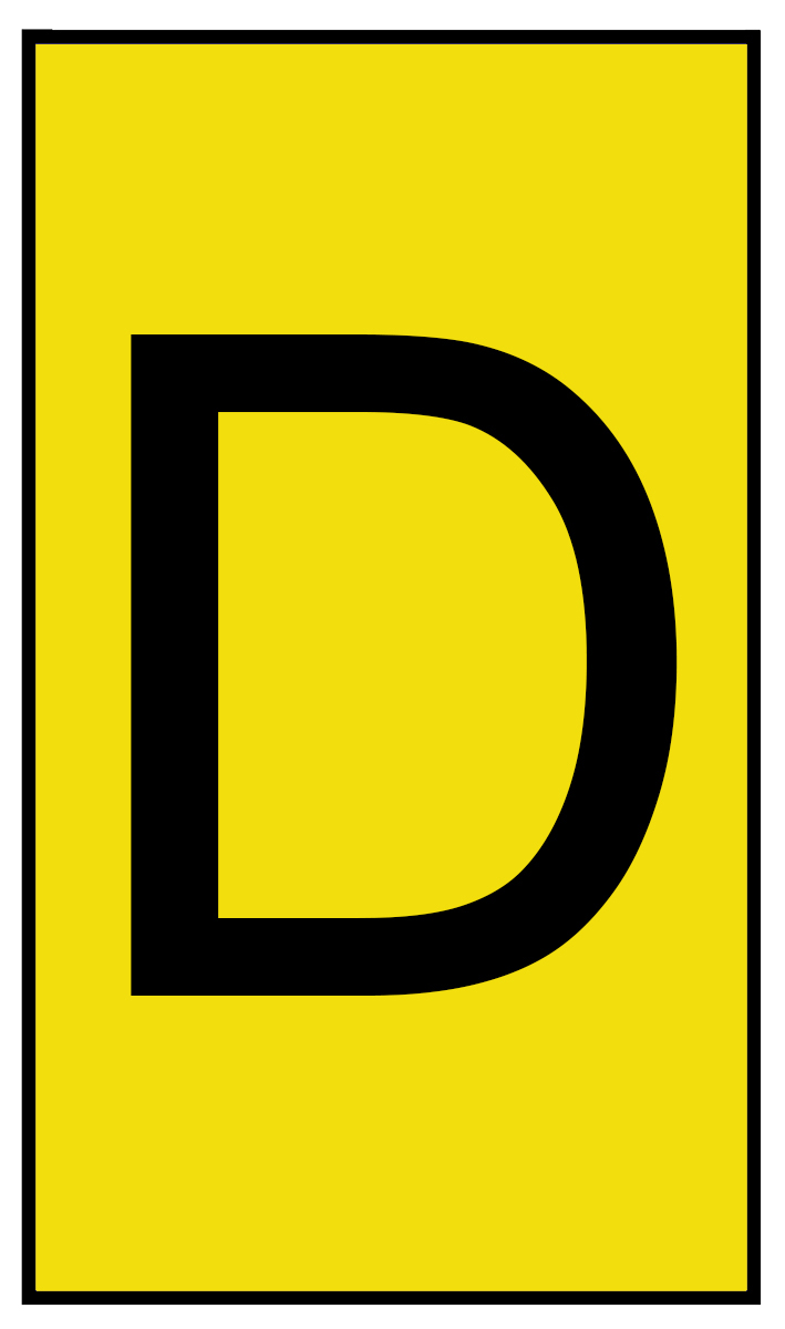 HellermannTyton Ovalgrip Slide On Cable Markers, Black on Yellow, Pre-printed "D", 1.7 → 3.7mm Cable, 901-10657