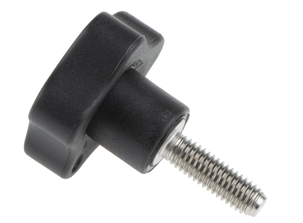 Elesa 166263 Black Multiple Lobes Clamping Knob, M6, Threaded Stud