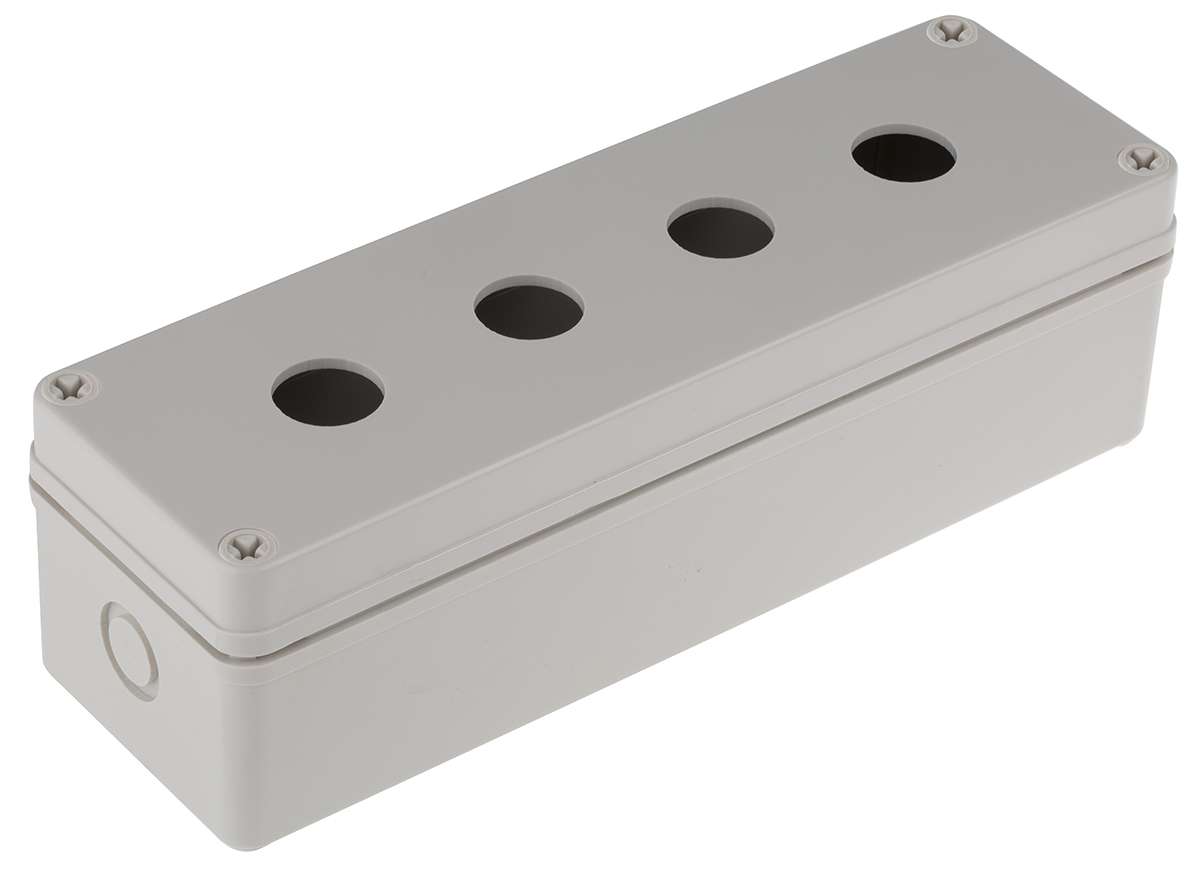 RS PRO Grey Plastic Push Button Enclosure - 4 Hole 22.5mm Diameter