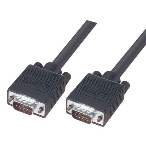 L-Com Male 15 Pin D-sub to Male 15 Pin D-sub SVGA Cable, 3ft Black
