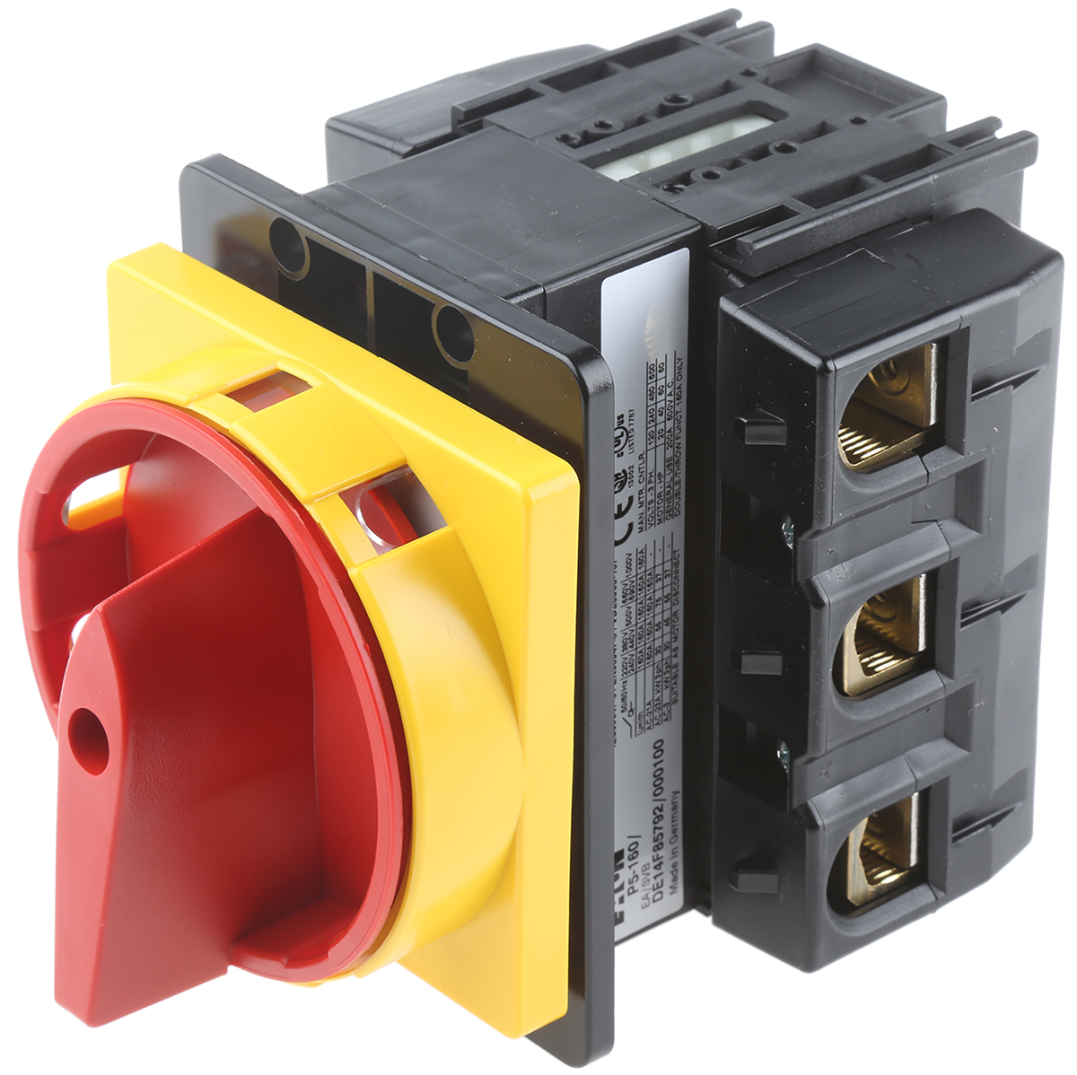 Eaton 3P Pole Panel Mount Isolator Switch - 160A Maximum Current, 55kW Power Rating, IP65