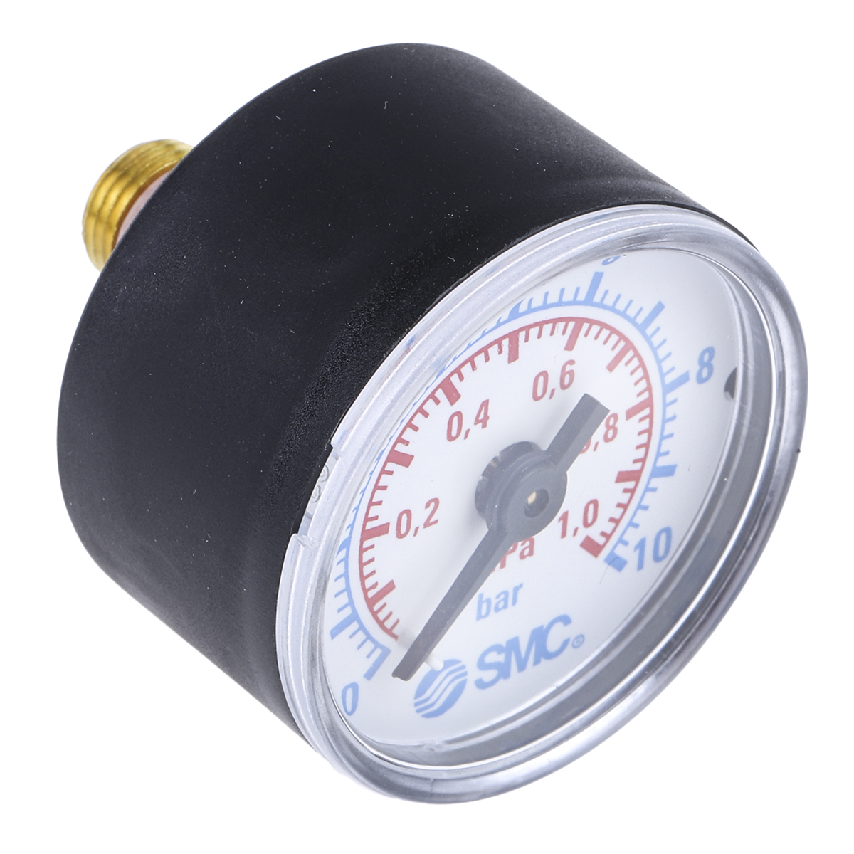 SMC Analogue Pressure Gauge 10bar Back Entry 40mm Outside Diameter, With RS Calibration