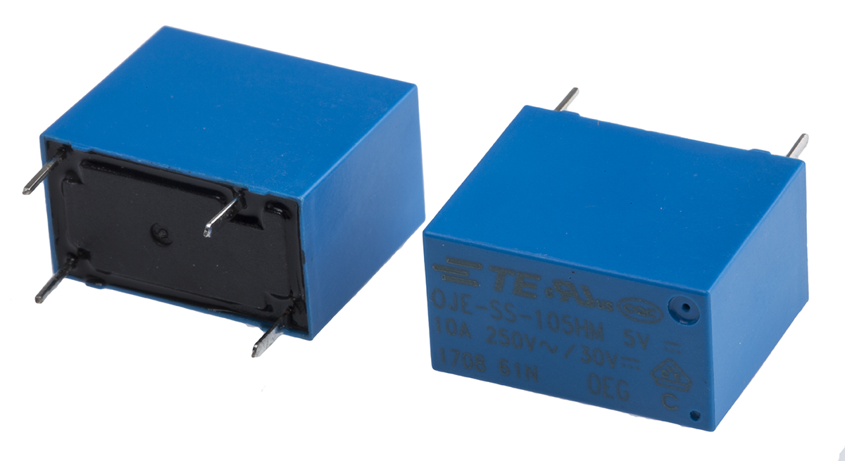 TE Connectivity PCB Mount Power Relay, 5V dc Coil, 10A Switching Current, SPST