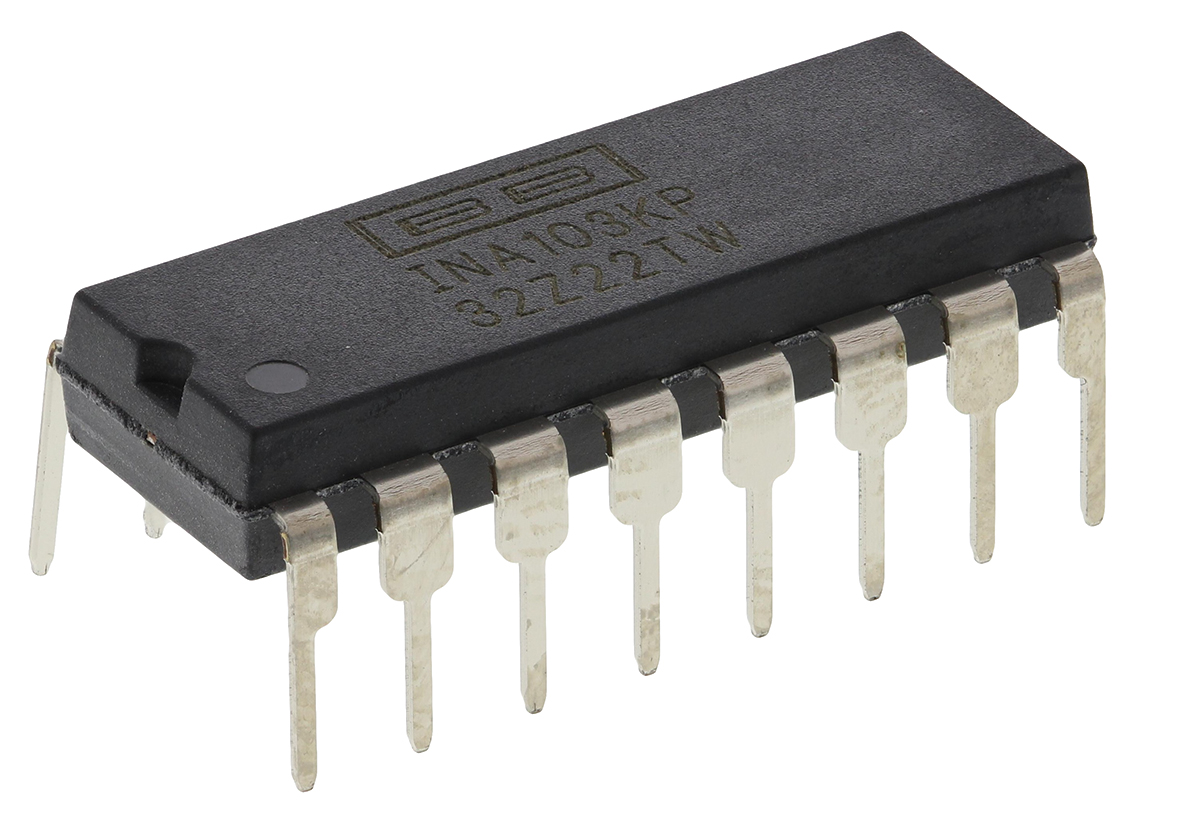 INA103KP Texas Instruments, Instrumentation Amplifier, 30μV Offset 6MHz, 16-Pin PDIP