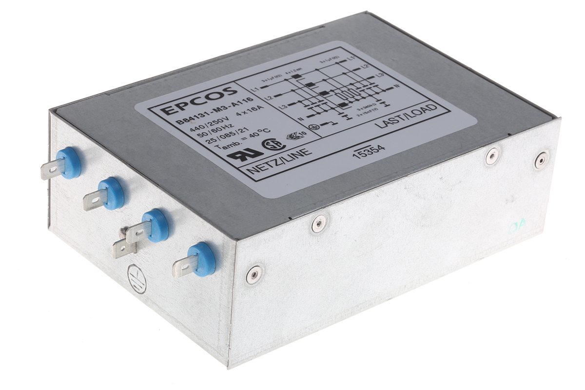 EPCOS, B84131 16A 250/440 V ac 50 → 60Hz, Flange Mount EMC Filter, Screw 3 Phase