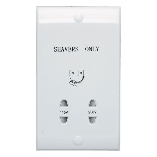 Ansell Lighting White 2 Gang Shaver Socket, Indoor Use