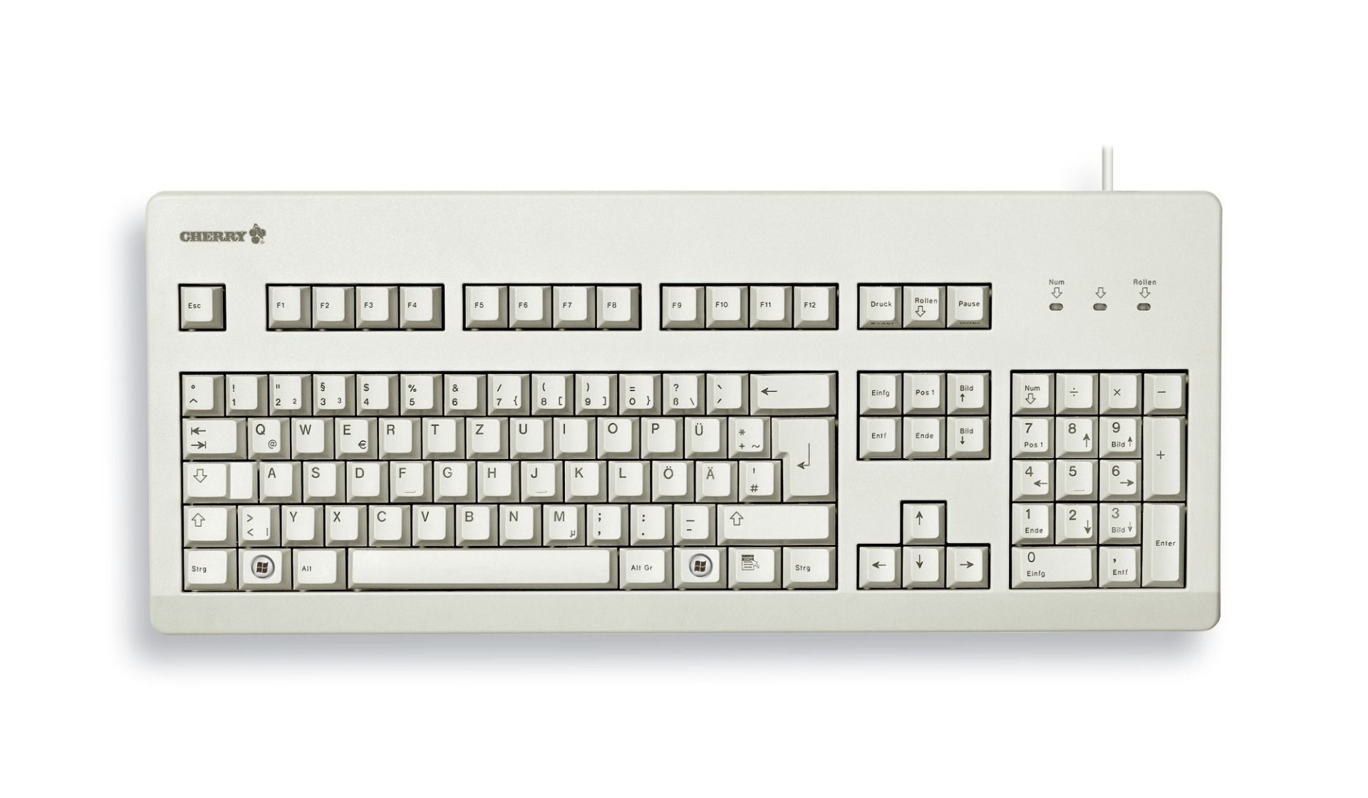 Cherry G80-3000 Wired PS/2, USB Keyboard, QWERTY (UK), Light Grey