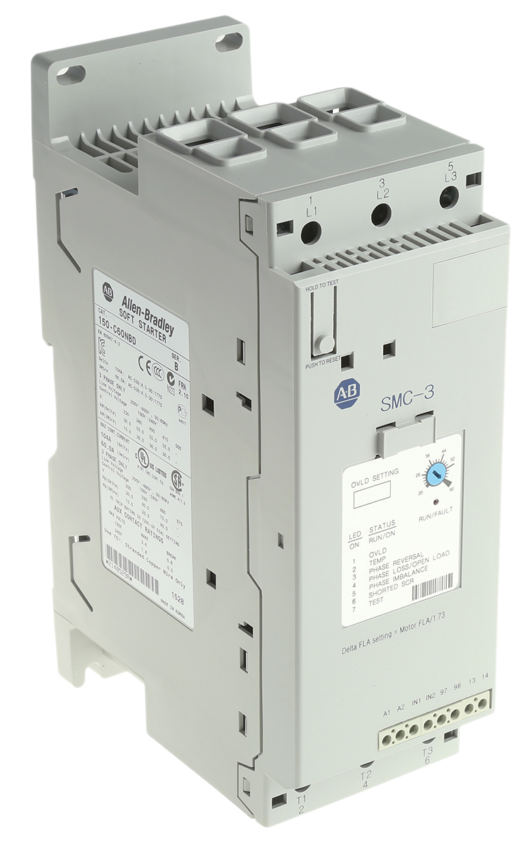 Allen Bradley Soft Starter, , 30 kW, 460 V ac, 3 Phase, IP2X