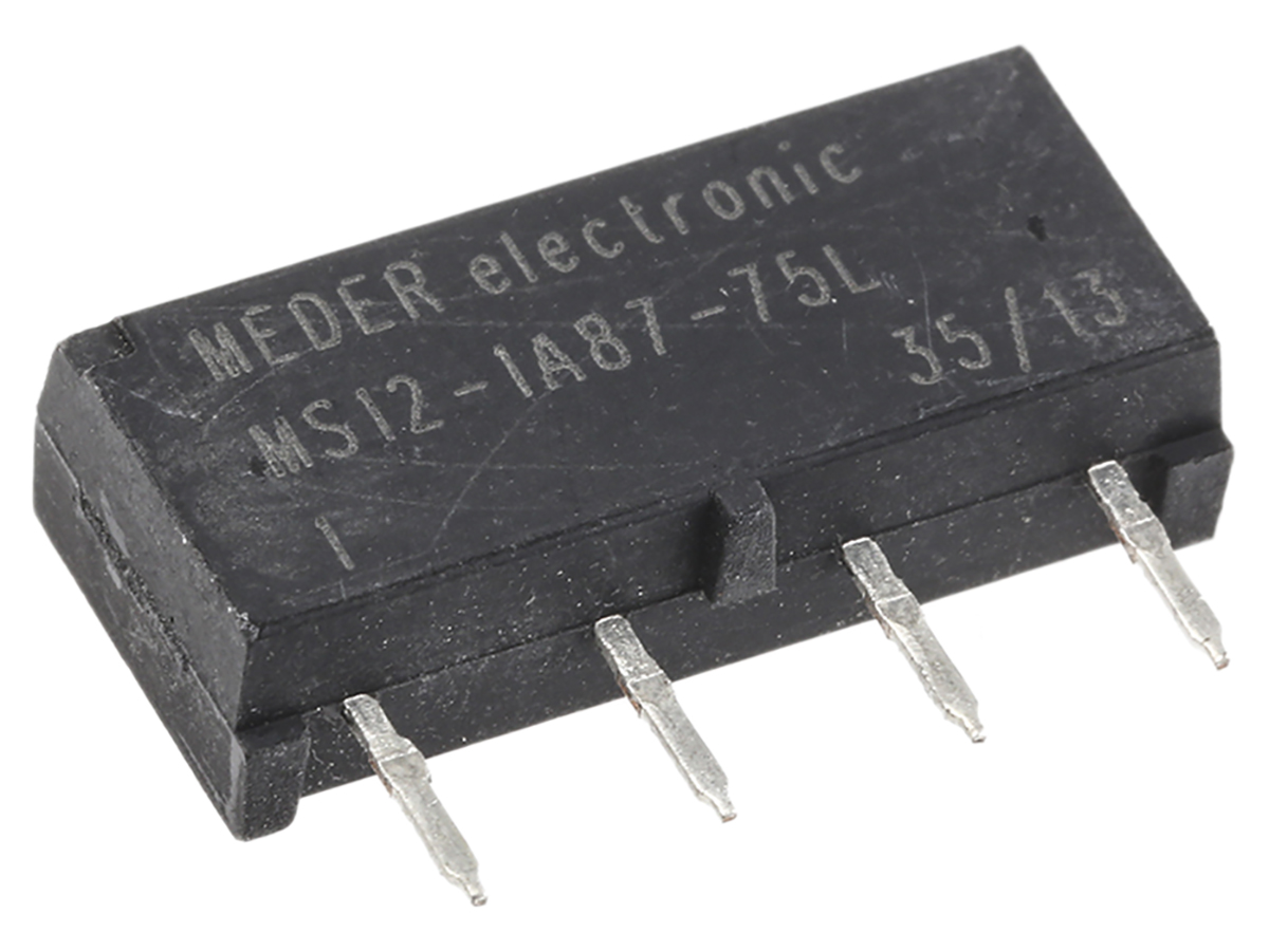 Meder PCB Mount Reed Relay, 12V dc Coil, SPST, 200V dc Max, 0.5 A Max, 700Ω
