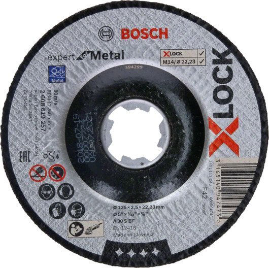Bosch X-Lock Aluminium Oxide Cutting Disc, 115mm x 2.5mm Thick, P120 Grit, 25 in pack