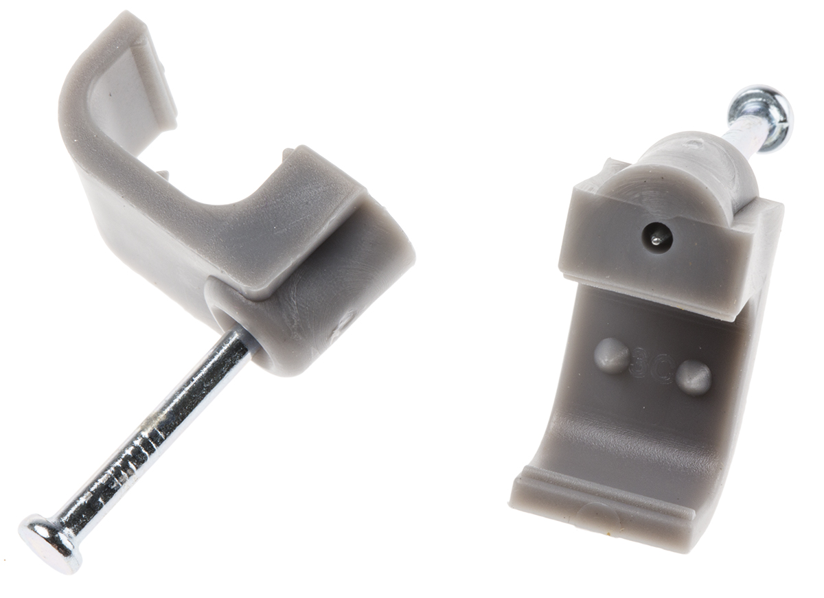 RS PRO Grey PE Rectangular cable clip