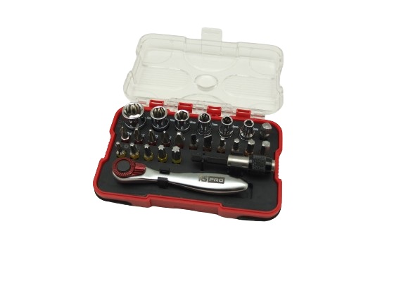 RS PRO 1/4in Hexagon Flat, Phillips, Pozidriv, Star Ratchet Bit Set