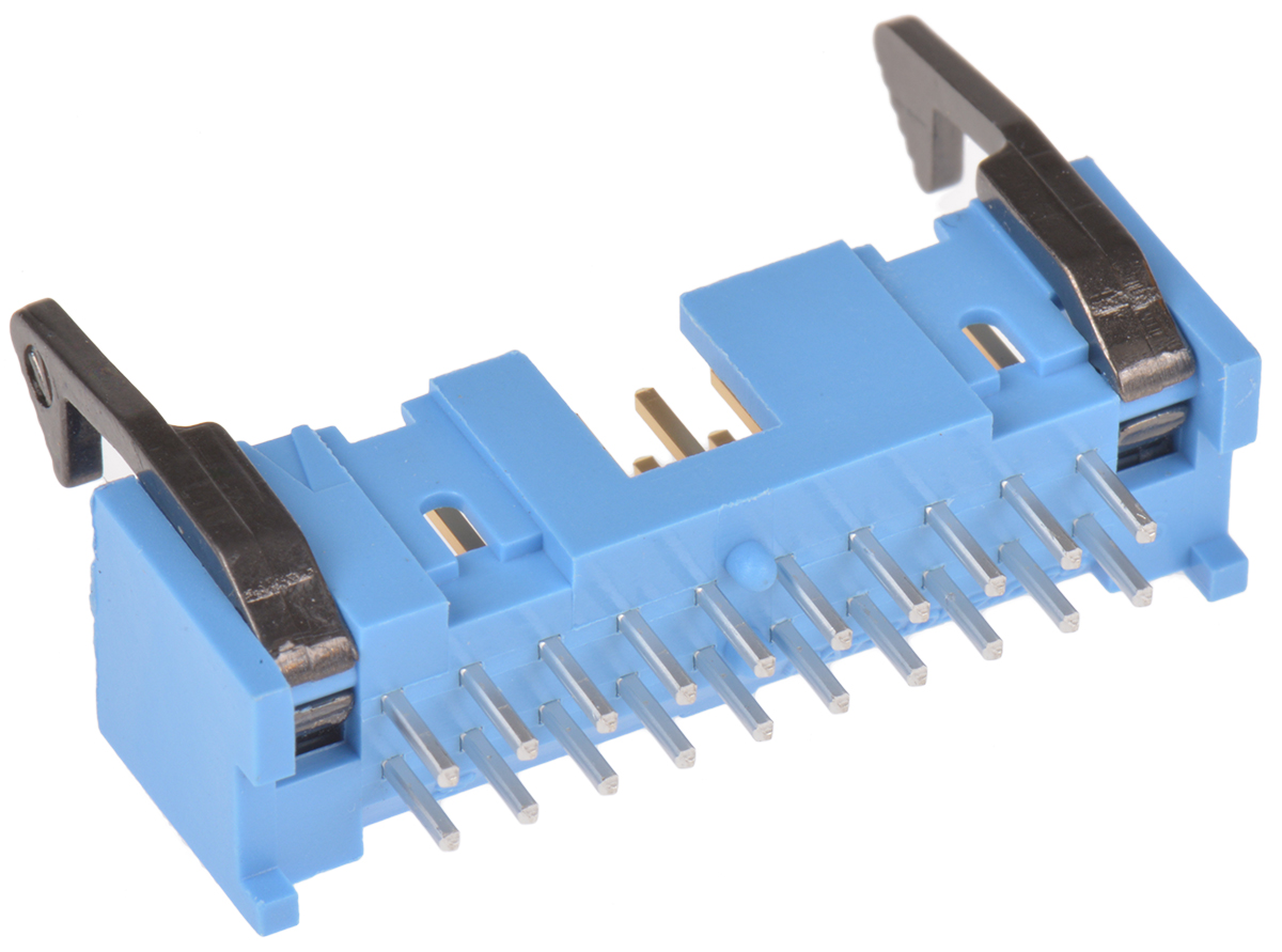 TE Connectivity AMP-LATCH Series Straight Through Hole PCB Header, 20 Contact(s), 2.54 mm Pitch, 2 Row, Shrouded