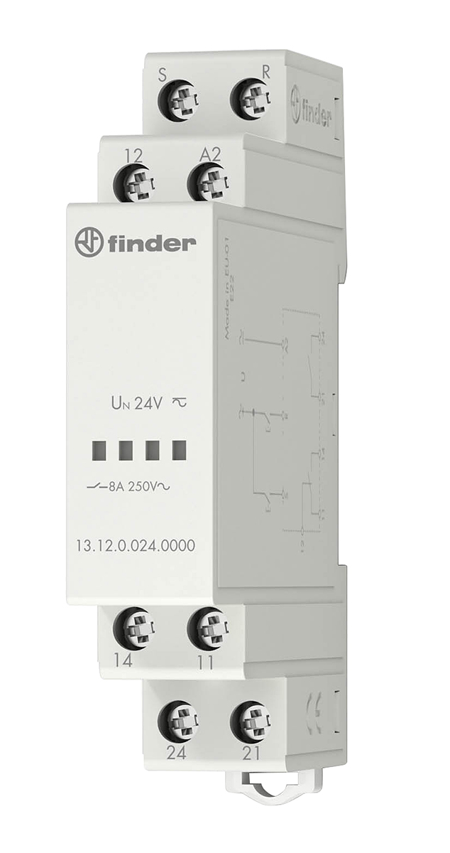 Finder DIN Rail Latching Power Relay, 12V ac/dc Coil, 8A Switching Current, SPDT