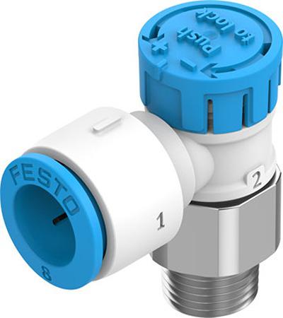 Festo Rotary Knob Exhaust Air One-way Flow Control Pneumatic Manual Control Valve VFOE Series, R 1/8, 1/8in, VFOE-LE-T