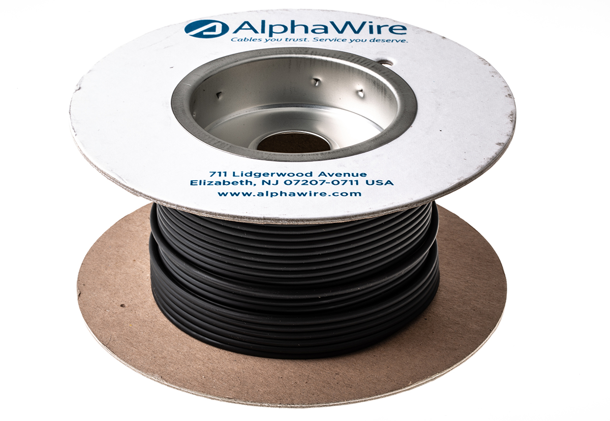 Alpha Wire Ecogen Ecowire Series Black 3.3 mm² Hook Up Wire, 12 AWG, 65/0.25 mm, 30m, MPPE Insulation, 6718 BK005