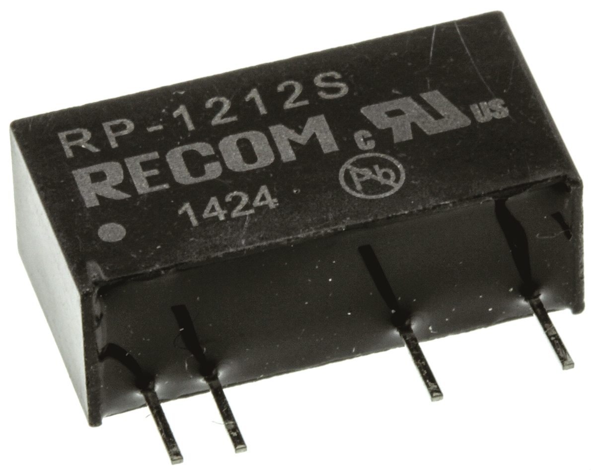 Recom RP DC-DC Converter, 12V dc/ 84mA Output, 10.8 → 13.2 V dc Input, 1W, Through Hole, +85°C Max Temp -40°C