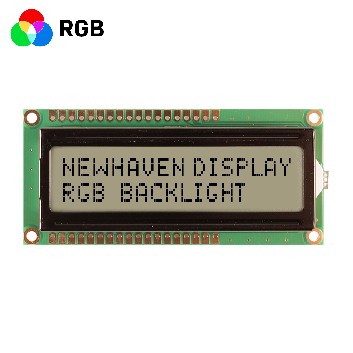 NEWHAVEN DISPLAY INTERNATIONAL NHD-0216K1Z-FS(RGB)-FBW-rev1 Alphanumeric LCD Alphanumeric Display, Blue, Green, Red on