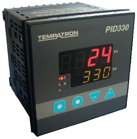 Tempatron PID330 PID Temperature Controller, 96 x 96 (1/4 DIN)mm, 2 Output Relay, SSR, 24 V ac/dc Supply Voltage ON/OFF