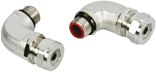 Adaptaflex 90° Adapter, Conduit Fitting, 12mm Nominal Size, M16, Brass, Silver IP67 rating