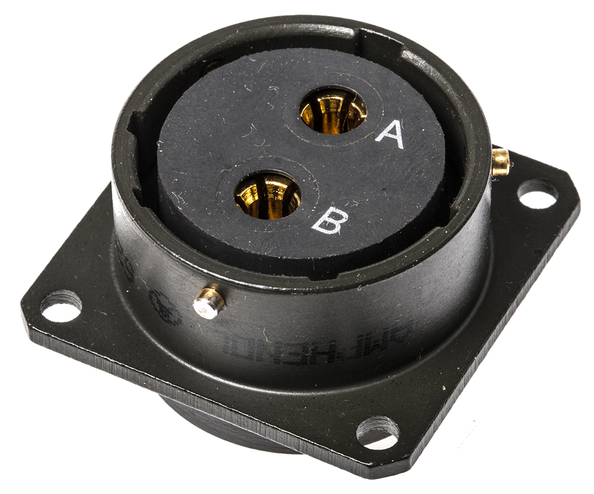 Amphenol Limited, 62GB 2 Way Box Mount MIL Spec Circular Connector ReceptacleOlive, Socket Contacts,Shell Size 18,