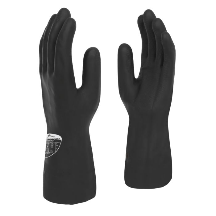 Gloves Maxima Heavy Duty Black Rubber Si