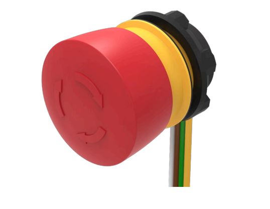 EAO 84-5530 Series Maintained Emergency Stop Push Button, Panel Mount, 22.3mm Cutout, 1 NC / 1 NO, IP65, IP66, IP67