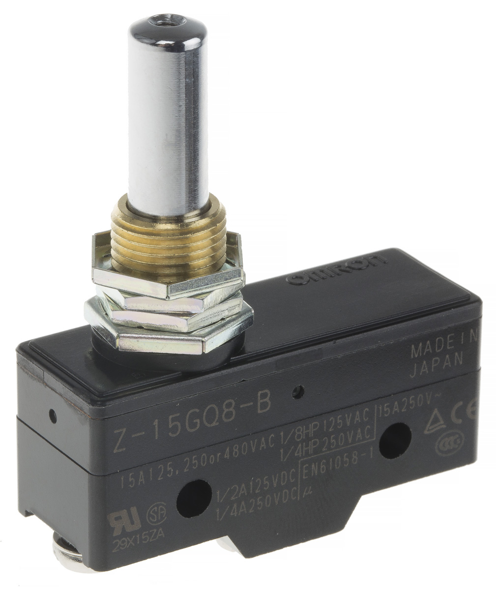 Omron Z Series Plunger Limit Switch, NO/NC, IP00, SPDT, Thermosetting Resin Housing, 500V ac Max, 15A Max