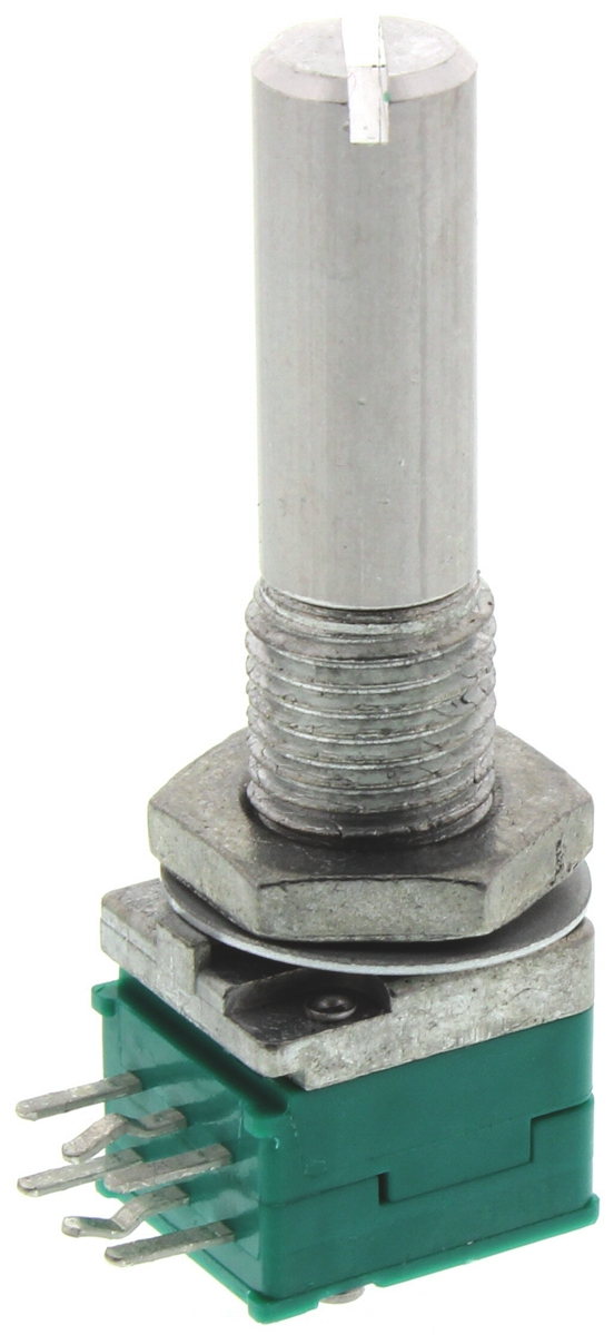 Alps Alpine RK097 10kΩ Rotary Carbon Film Potentiometer, Panel Mount (Through Hole), RK09712200JB