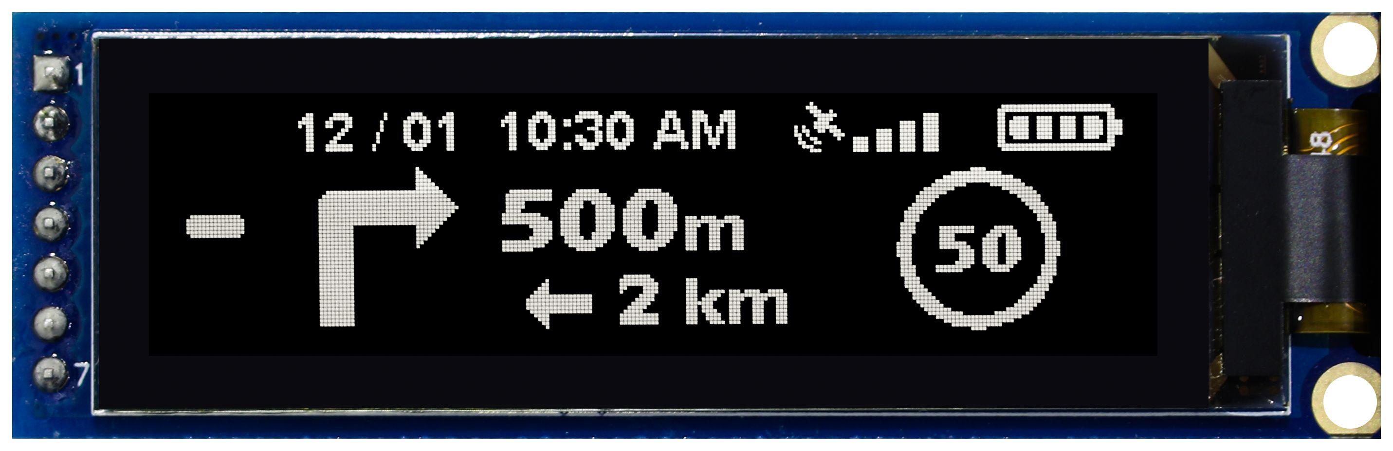 Midas 2.08in White Passive matrix OLED Display 256 x 64pixels COB SPI Interface
