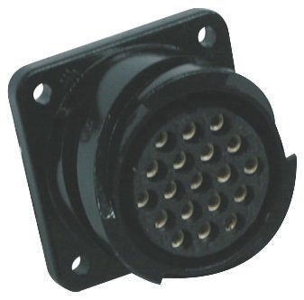 Glenair, Copper Alloy 37 Way Panel Mount MIL Spec Circular Connector Receptacle, Pin Contacts,Shell Size 28,