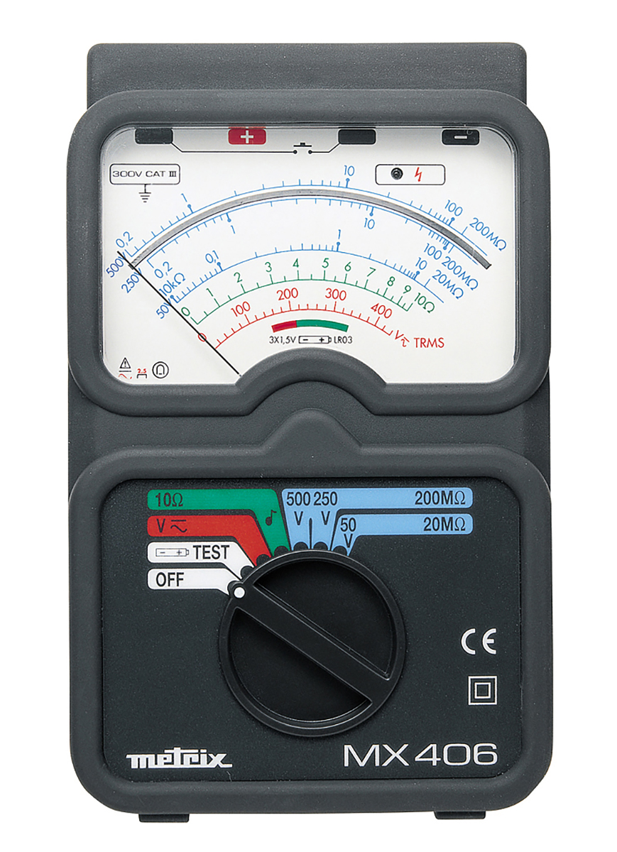 Metrix MX 406B Insulation & Continuity Tester, 50V Min, 500V Max, 200MΩ Max, CAT III 300V